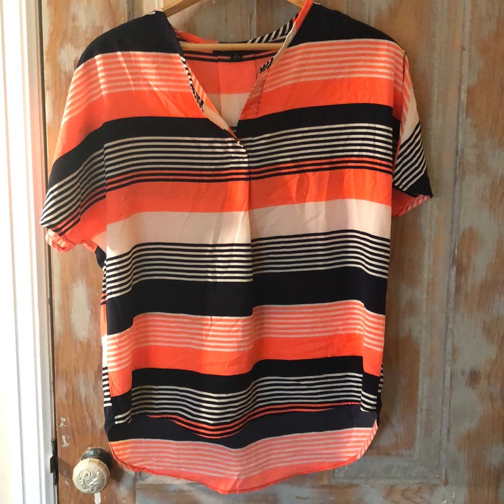 Hi-Low Hemmed Striped Tunic Top Size Small